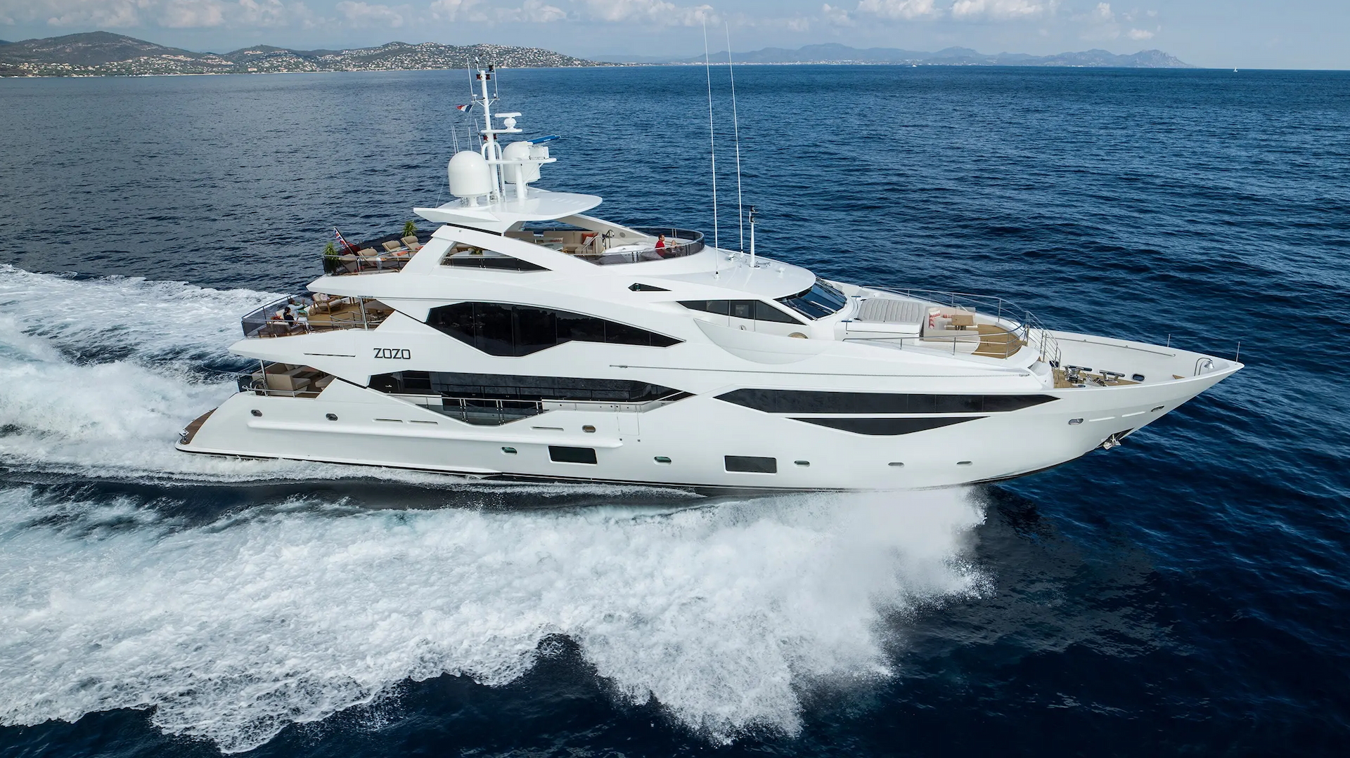 The tri-deck Sunseeker 131 Yacht