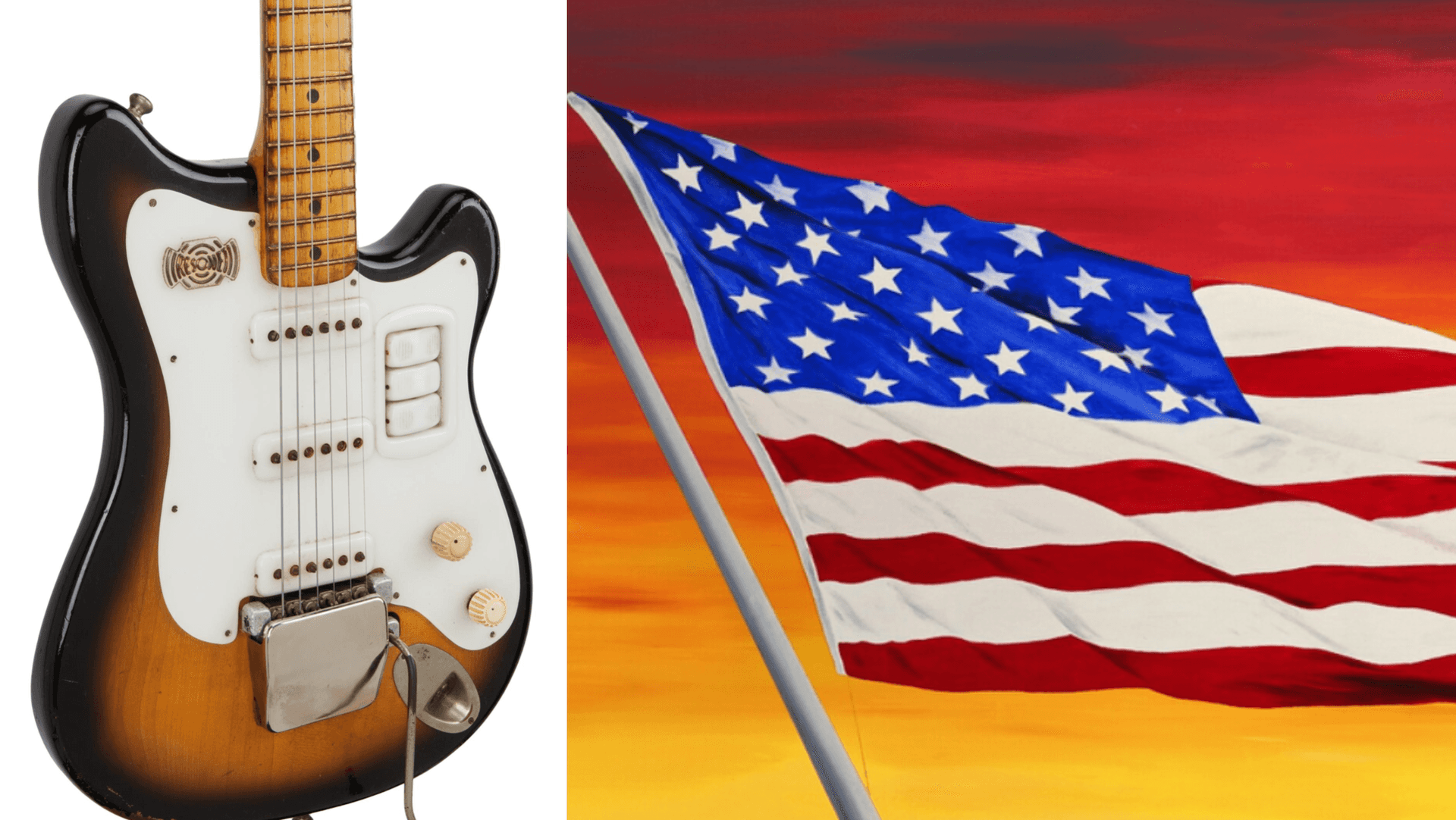 Beatle's guitar, Elvis' mic, election art up for auction