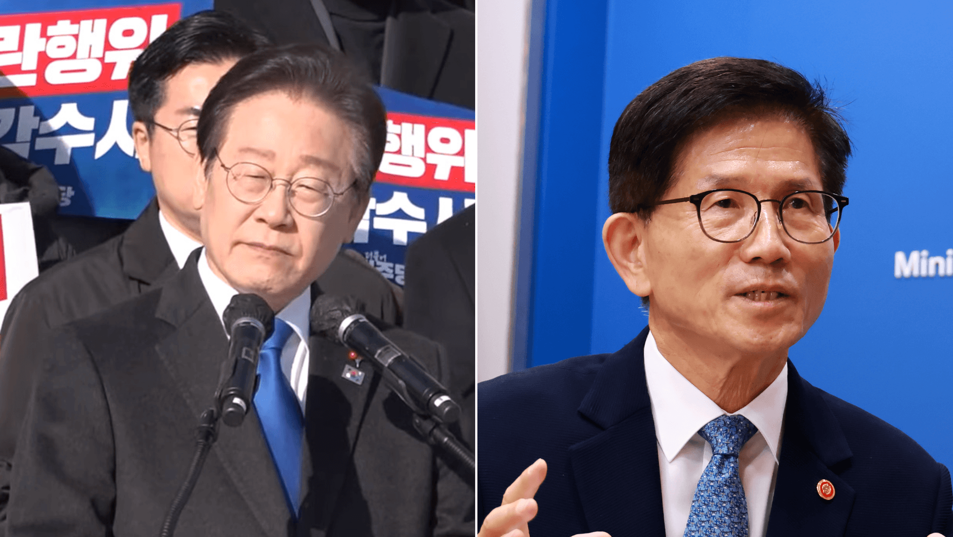 Lee Jae-myung (left) and Kim Moon-soo (right). Credit: 델리민주 Daily Minjoo / Wikimedia Commons, 구름아 / Wikimedia Commons